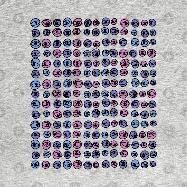 Purple Blue Eyes Modern Decorative Abstract Mosaic Dots Pattern Night by SubtleSplit